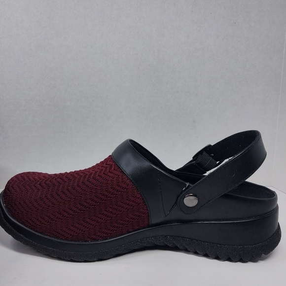 Drew Savannah Womens Size 8 WW Slingback Burgundy Wavy Stretch Clog Shoes - Picture 10 of 12